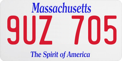 MA license plate 9UZ705