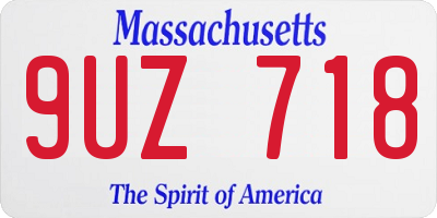 MA license plate 9UZ718