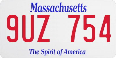 MA license plate 9UZ754
