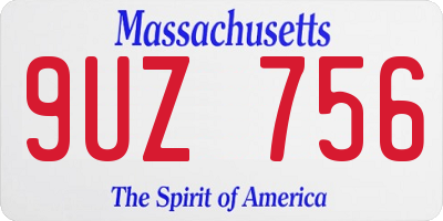 MA license plate 9UZ756