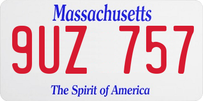 MA license plate 9UZ757