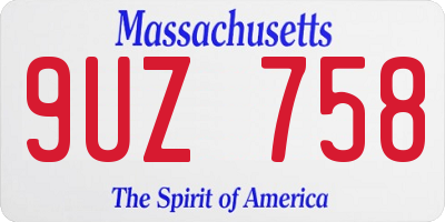 MA license plate 9UZ758