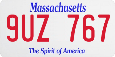 MA license plate 9UZ767