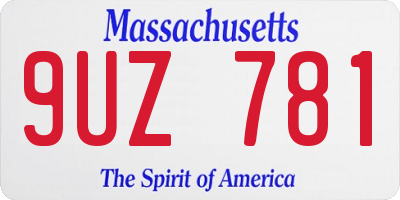 MA license plate 9UZ781