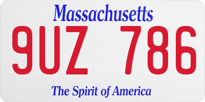 MA license plate 9UZ786