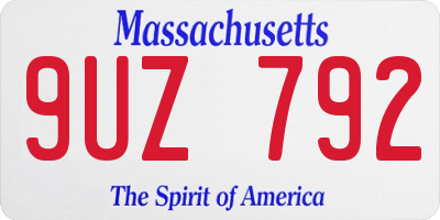 MA license plate 9UZ792
