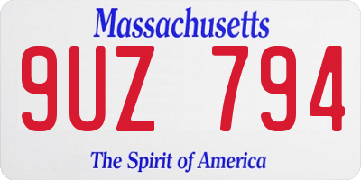 MA license plate 9UZ794