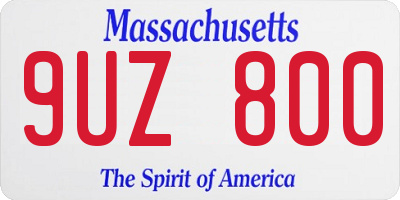 MA license plate 9UZ800