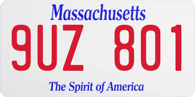 MA license plate 9UZ801