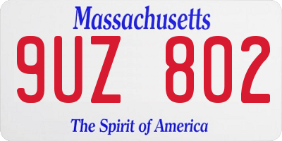 MA license plate 9UZ802