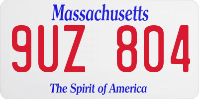 MA license plate 9UZ804