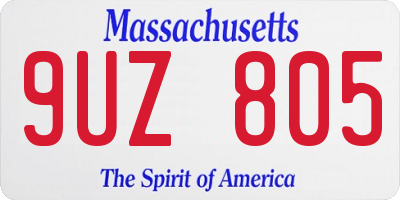 MA license plate 9UZ805
