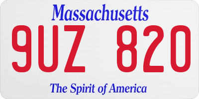 MA license plate 9UZ820