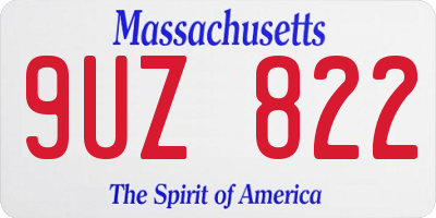 MA license plate 9UZ822