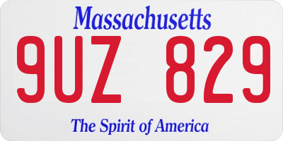 MA license plate 9UZ829