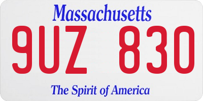 MA license plate 9UZ830