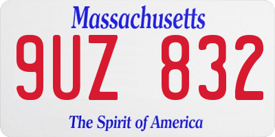 MA license plate 9UZ832
