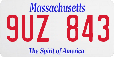MA license plate 9UZ843