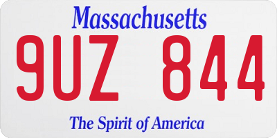 MA license plate 9UZ844