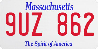 MA license plate 9UZ862