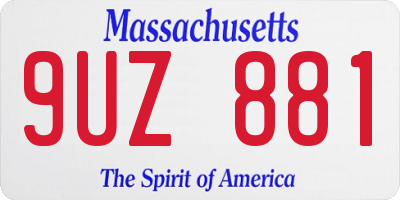 MA license plate 9UZ881