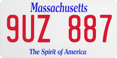 MA license plate 9UZ887