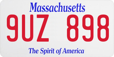 MA license plate 9UZ898