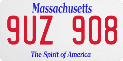 MA license plate 9UZ908