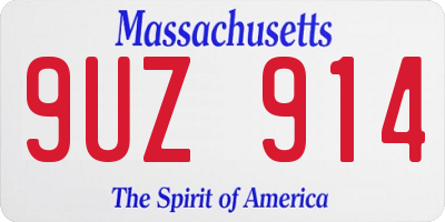 MA license plate 9UZ914