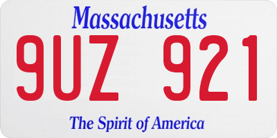 MA license plate 9UZ921