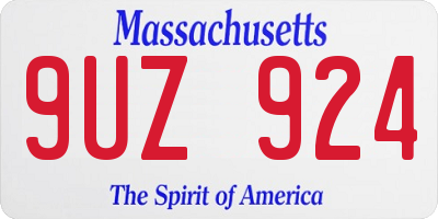 MA license plate 9UZ924