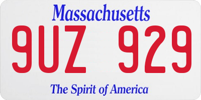 MA license plate 9UZ929