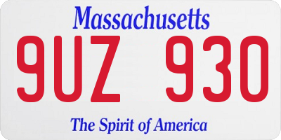 MA license plate 9UZ930
