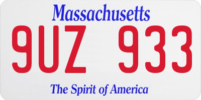 MA license plate 9UZ933