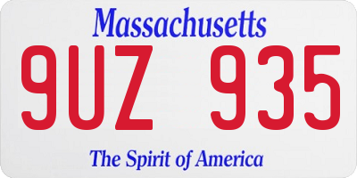 MA license plate 9UZ935