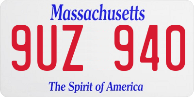 MA license plate 9UZ940