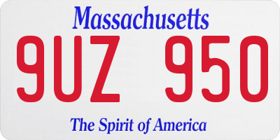 MA license plate 9UZ950
