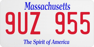 MA license plate 9UZ955