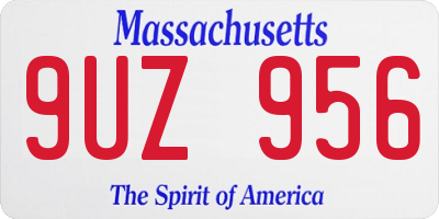 MA license plate 9UZ956