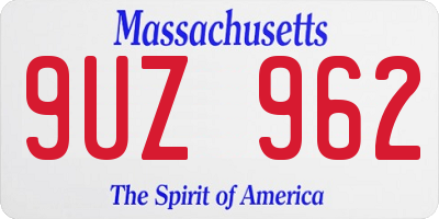 MA license plate 9UZ962
