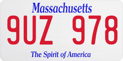 MA license plate 9UZ978