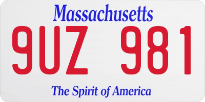 MA license plate 9UZ981