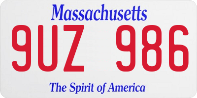 MA license plate 9UZ986