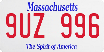 MA license plate 9UZ996
