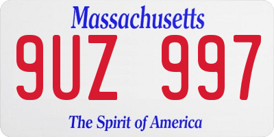 MA license plate 9UZ997