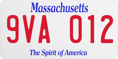 MA license plate 9VA012
