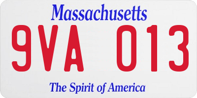 MA license plate 9VA013
