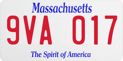 MA license plate 9VA017