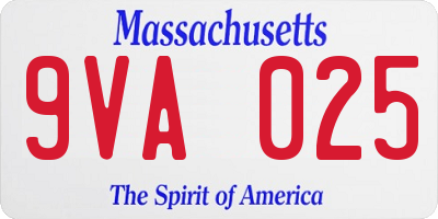 MA license plate 9VA025