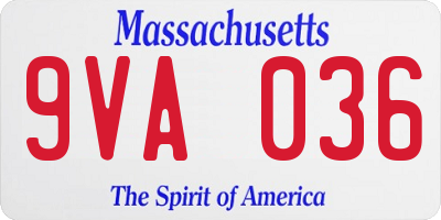 MA license plate 9VA036
